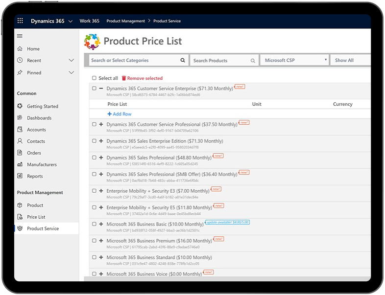 Product Price List