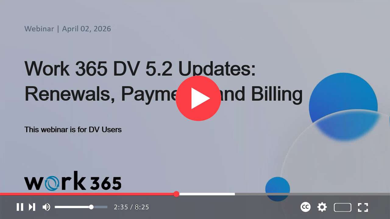 Work 365 DV Updates